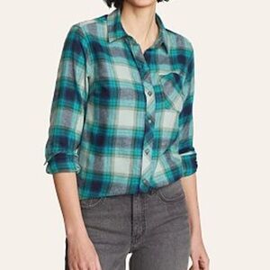 Eddie Bauer Women's Forest Flannel Shirt- Peacock color